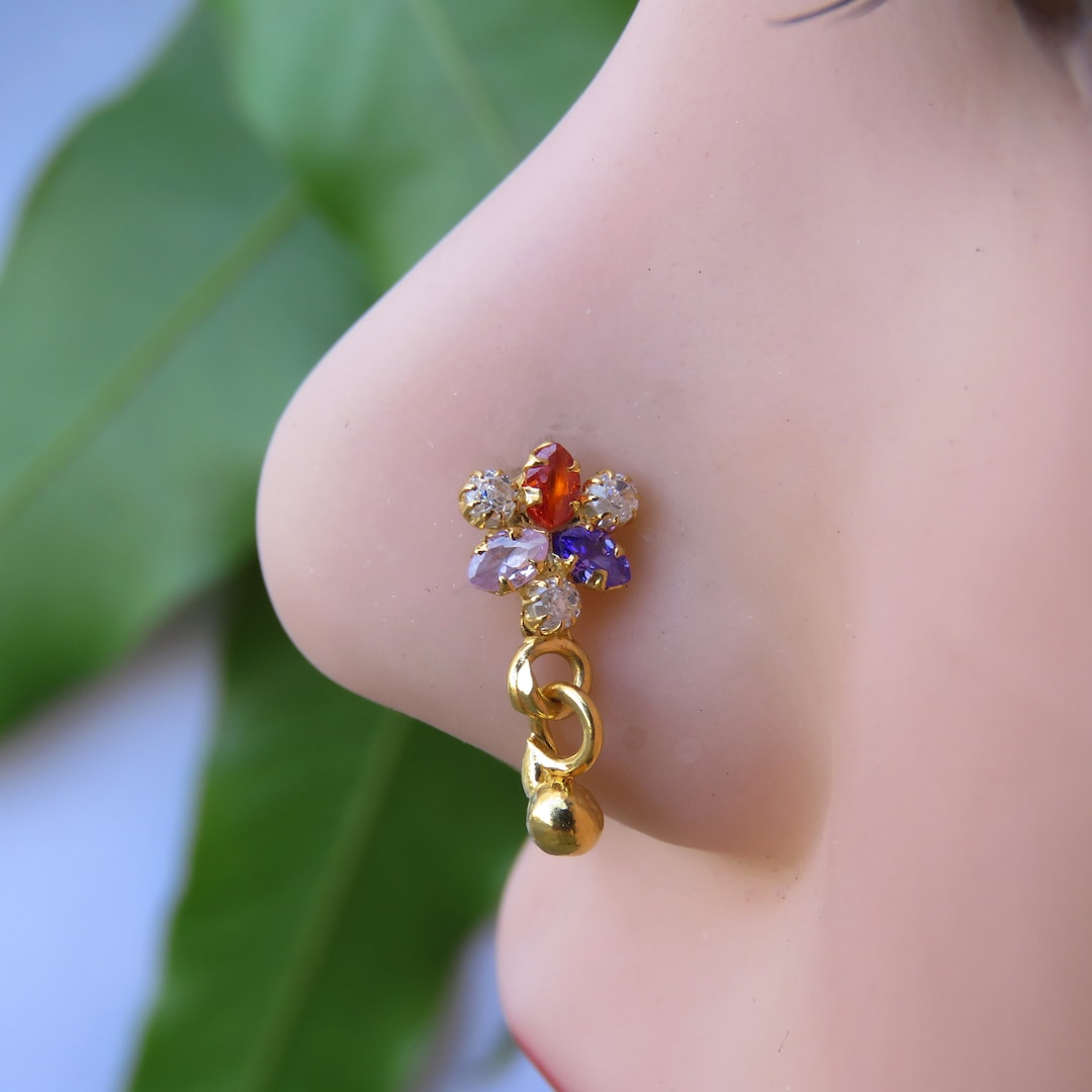 Multi Nose Piercing Indian Nose Ring Gold Nose Piercing 925 Etsy