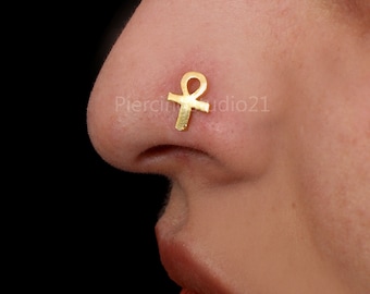 Gold Indian Nose Stud: Cubic Zirconia 925 Sterling Silver