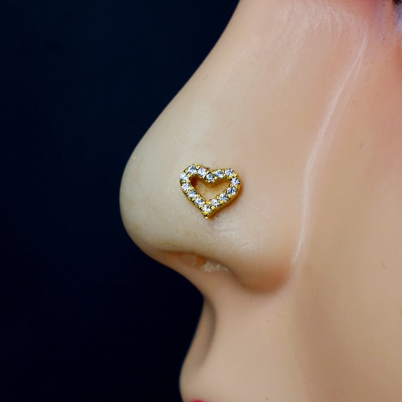 Tinny Heart Nose Stud Indian Nose Stud Unique Nose Ring Gold Nose Stud Indian Nose Ring Diamond Nose Piercing Crystal Nose Stud Etsy UK