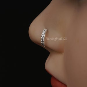 Sterling Silver Nose Ring: CZ Diamond Indian Nose Piercing