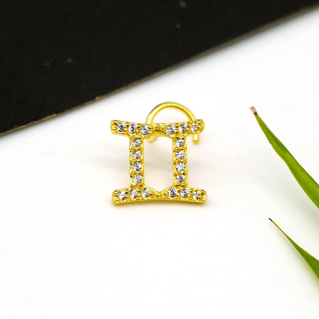 ジェミニ ノーズスタッド：金メッキスターリングシルバー