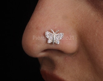Sterling Silver Butterfly Nose Stud: Indian Wedding Piercing