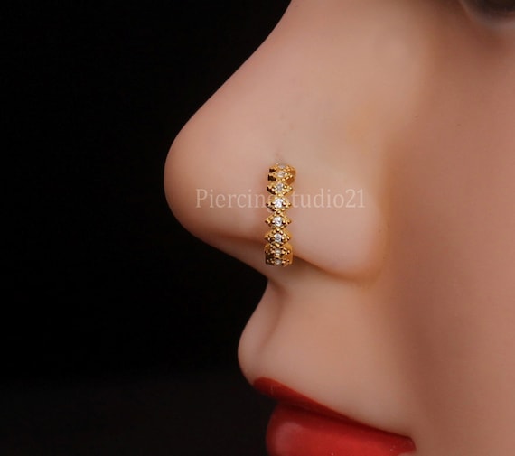 Small Floral Gold Nose ring – SOKORA JEWELS