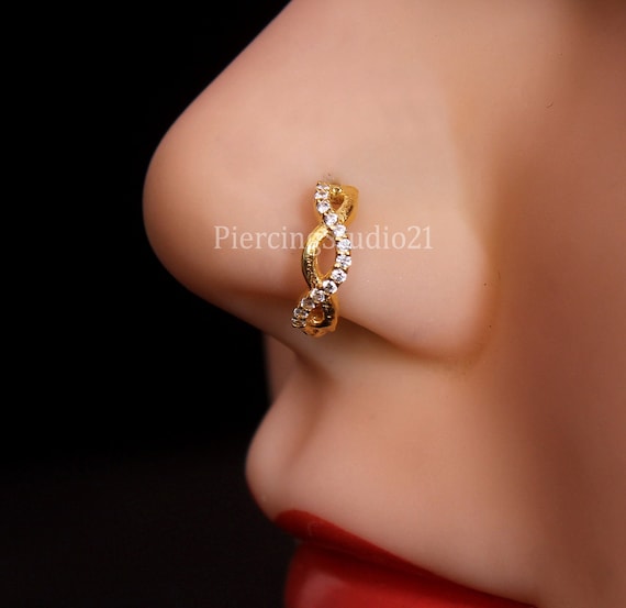 Rose Gold Plated 925 Sterling Silver Tribal Nose Ring Hoop with Design Rose Gold Plated 925 Sterling Silver Tribal Nose Ring Hoop with Design