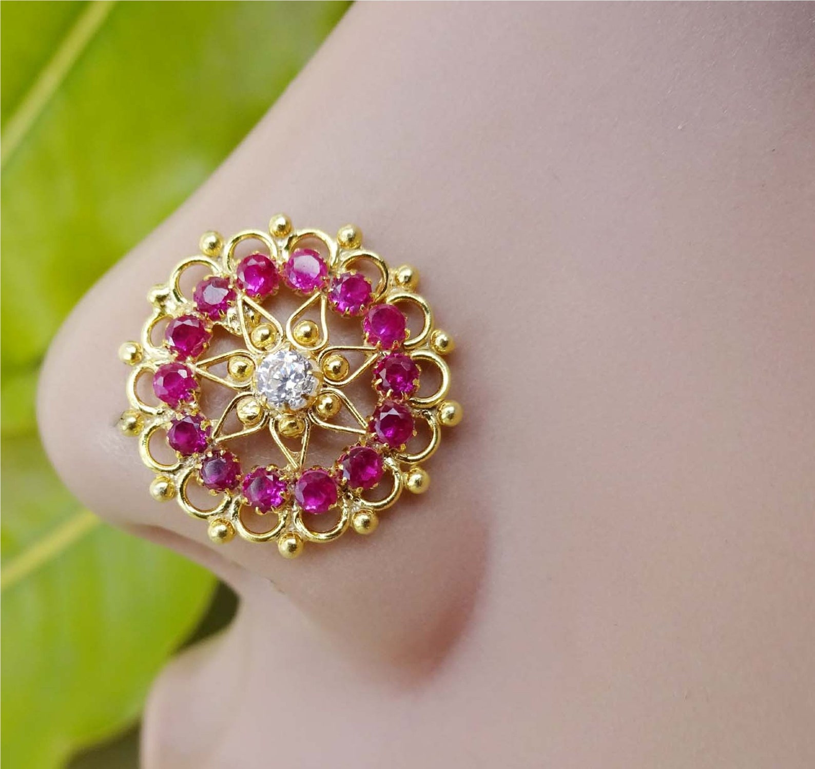 Unique Nose Stud Gold nose Stud Body Jewelry 14krt yellow gold Etsy