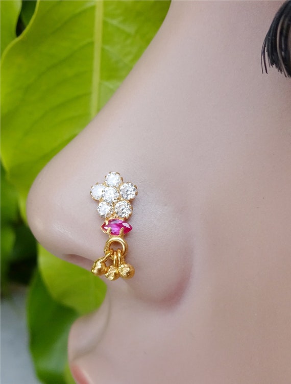 Gold Nose Stud L Shape Nose Stud Indian Nose Stud Thanksgiving Etsy