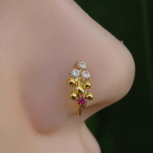 Crystal Nose Ring 20g Nose Pin Indian Style nose jewelry Ruby Nose Ring Indian Nose Ring Gold Nose Ring Crystal Nose Stud Gold Nose Cuff