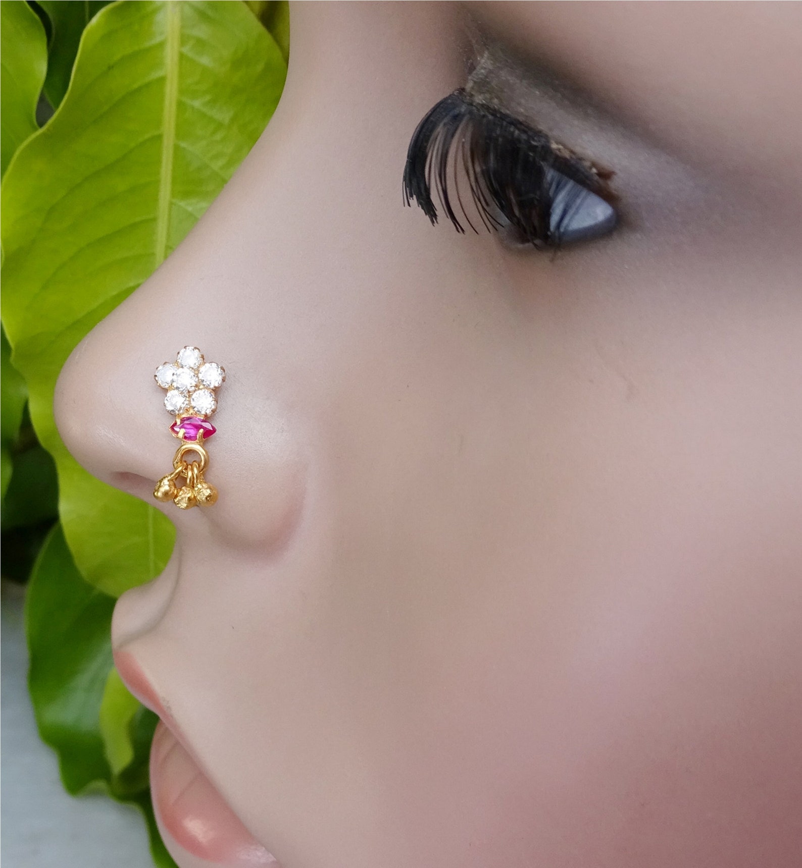 Gold Nose Stud L Shape Nose Stud Indian Nose Stud Thanksgiving Etsy