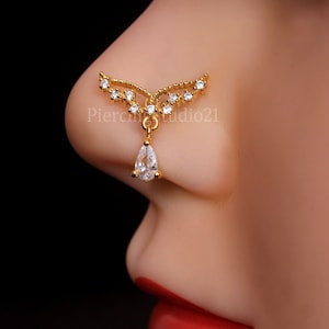 Nariz india Aro Nariz india Anillo Oro Nariz Piercing Oro Nariz Aro Plumas Oro Nariz Anillo Oro Blanco Nariz Aro Nariz de cristal Aro