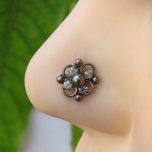 925 Sterling Silver Nose Stud Black Nose Piercing Tragus Stud Indian Nose Stud Tiny nose stud Traditional Nose Stud Indian Nose Ring
