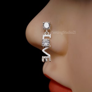 Love Nose Stud: Sterling Silver L-Shape Piercing