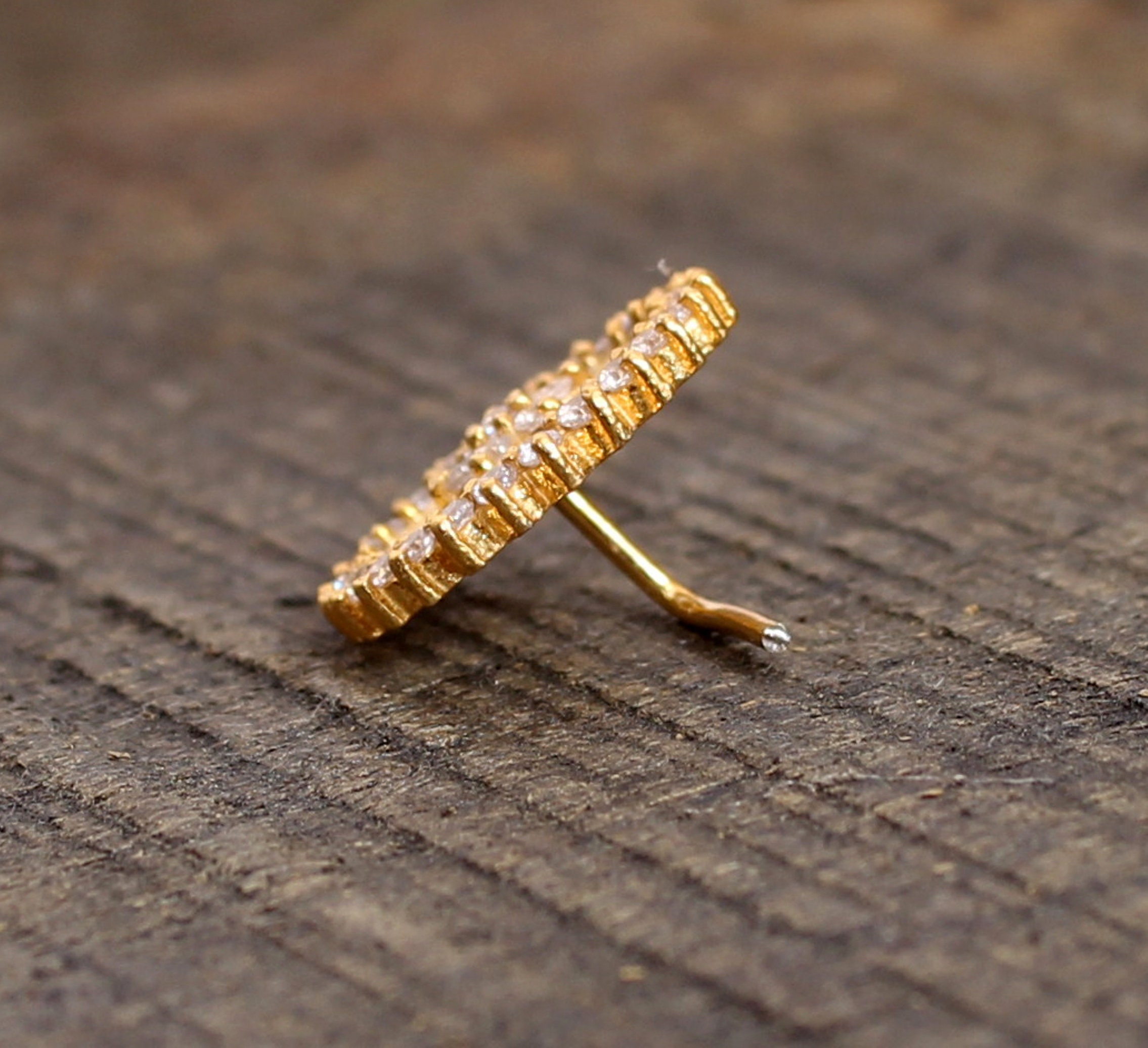 Gold Flower Nose Stud: Sterling Silver CZ Piercing (22G) - Etsy