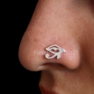 Sterling Silver CZ Dangle Nose Stud: Indian Nose Screw Piercing