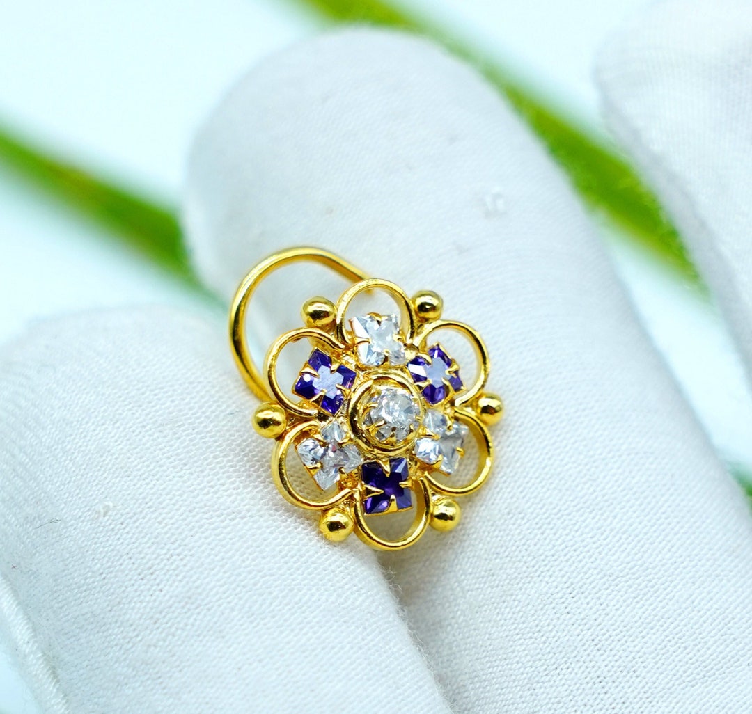Crystal Nose Pin Big Nose Stud Gold Nose Stud Indian Nose Ring Etsy