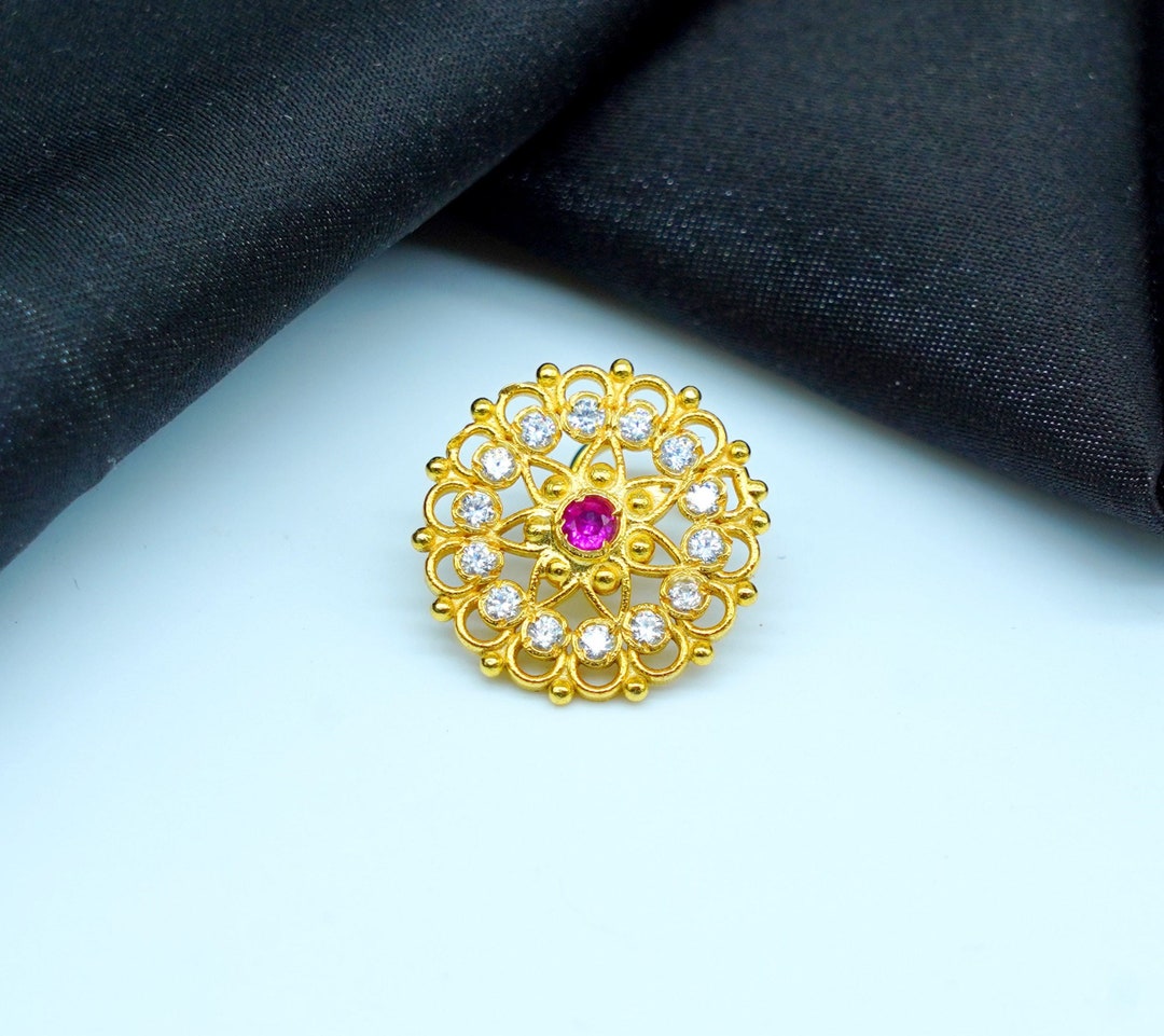 Big Nose Stud Indian 14krt Gold Nose Piercing 925 Sterling Etsy