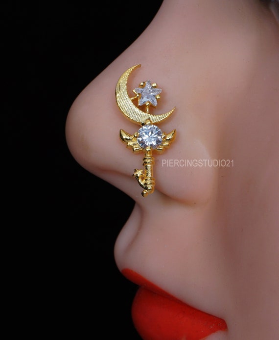 Indian Nose Ring Stud Women Body Jewelry Gold Nose Stud Christmas Gift For  Her | eBay