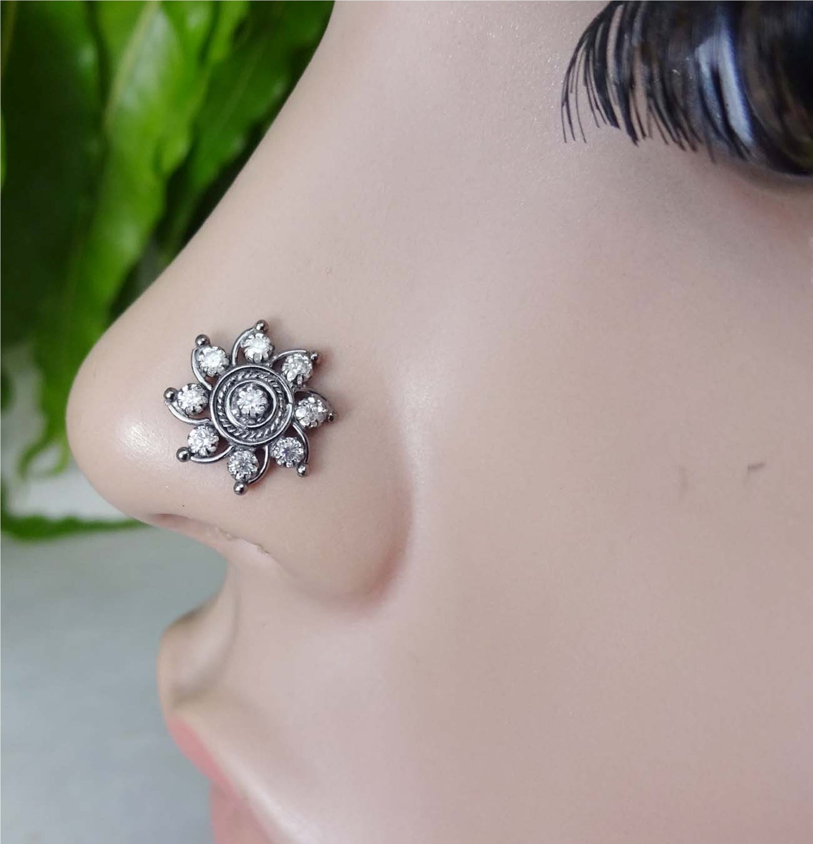 Black Nose Stud Black Onyx Nose Ring Indian Nose Ring Indian Etsy