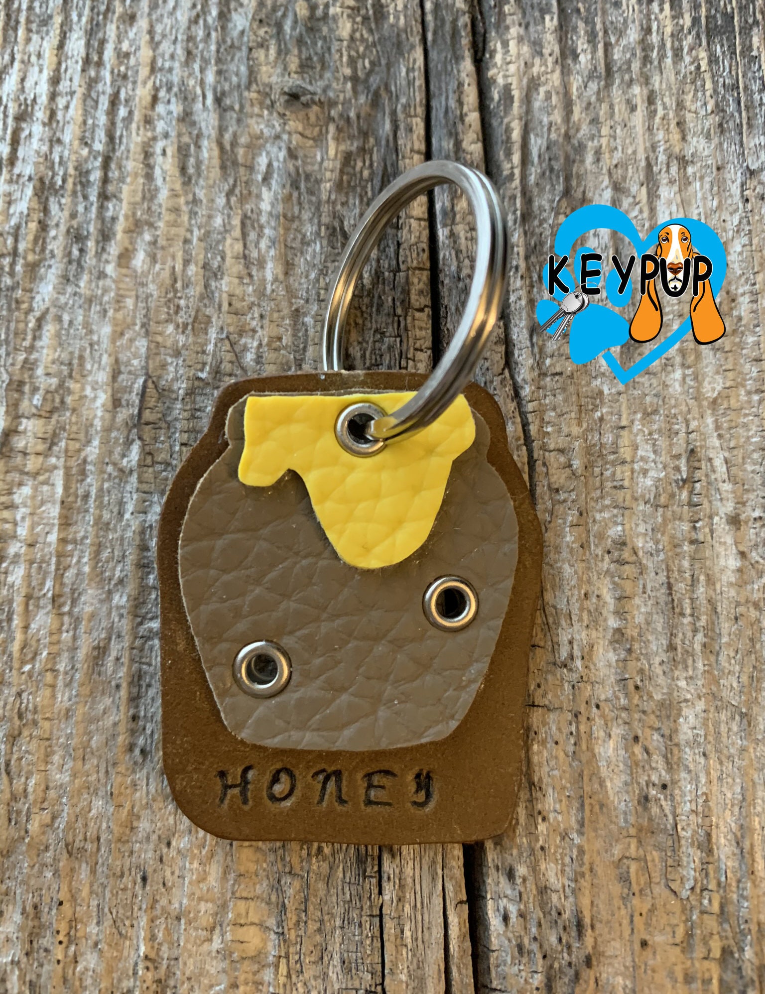 Honey Pot Jar Haustier ID Tag Schlüsselanhänger Leder Hund Etsy