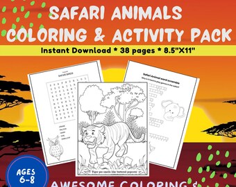 Animal Coloring Pages for Boys, Girls, Kids: Awesome collection of animal illustrations and activity pages with animal trivia and fun facts!
