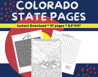 Colorado Coloring & Activity Pages, United States, State Map, Wildlife, State Symbols, National Park, Landmarks, Landscape Printables