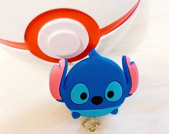 Cartoon ID Badge Clip,Cute Kawaii Cartoon Character Retractable ID Badge Clip on Reel, Stitch ID Badge Clip