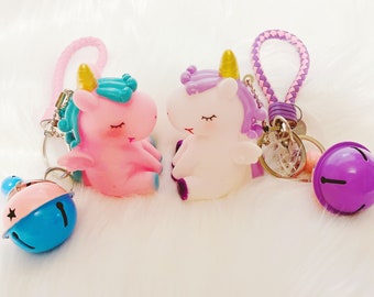 Super Cute Silicone Unicorn Keychain/key Holder With Bells Charms
