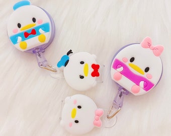 Mignon Canards Design ID Badge Clips, 2 Pack Mignon Kawaii Dessin Animé Rétractable ID Badge Clips sur bobine, Mignon Dukie ID Badge Clips