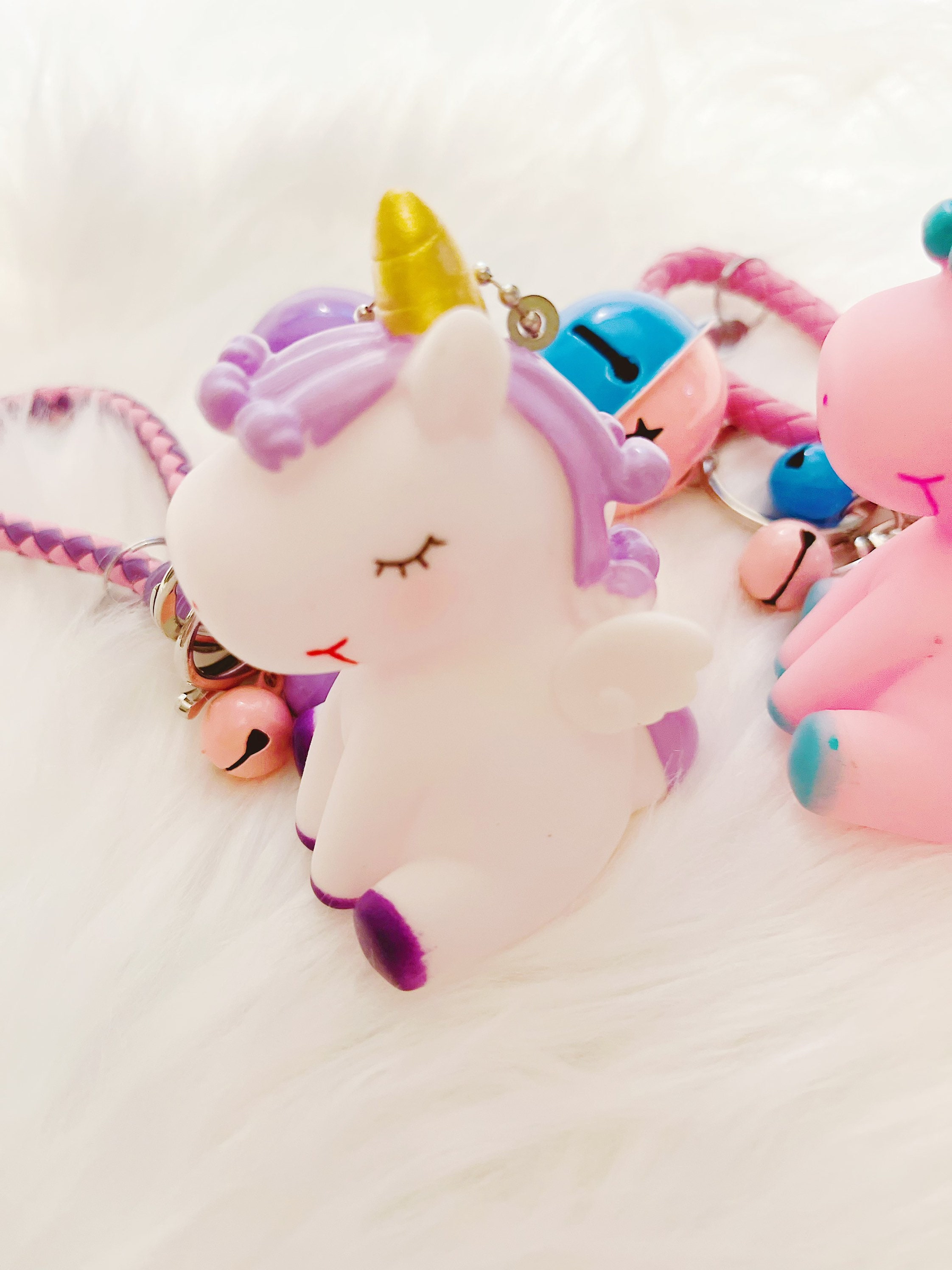Super Cute Silicone Unicorn Keychain/key Holder With Bells Charms