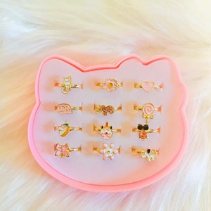 12pcs Little Girls Adjustable Rings in Box, Kids Cute Jewelry Rings Set ...