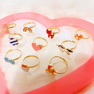 36pcs Little Girl Adjustable Rings in Box, Kids Jewelry Rings Set With ...
