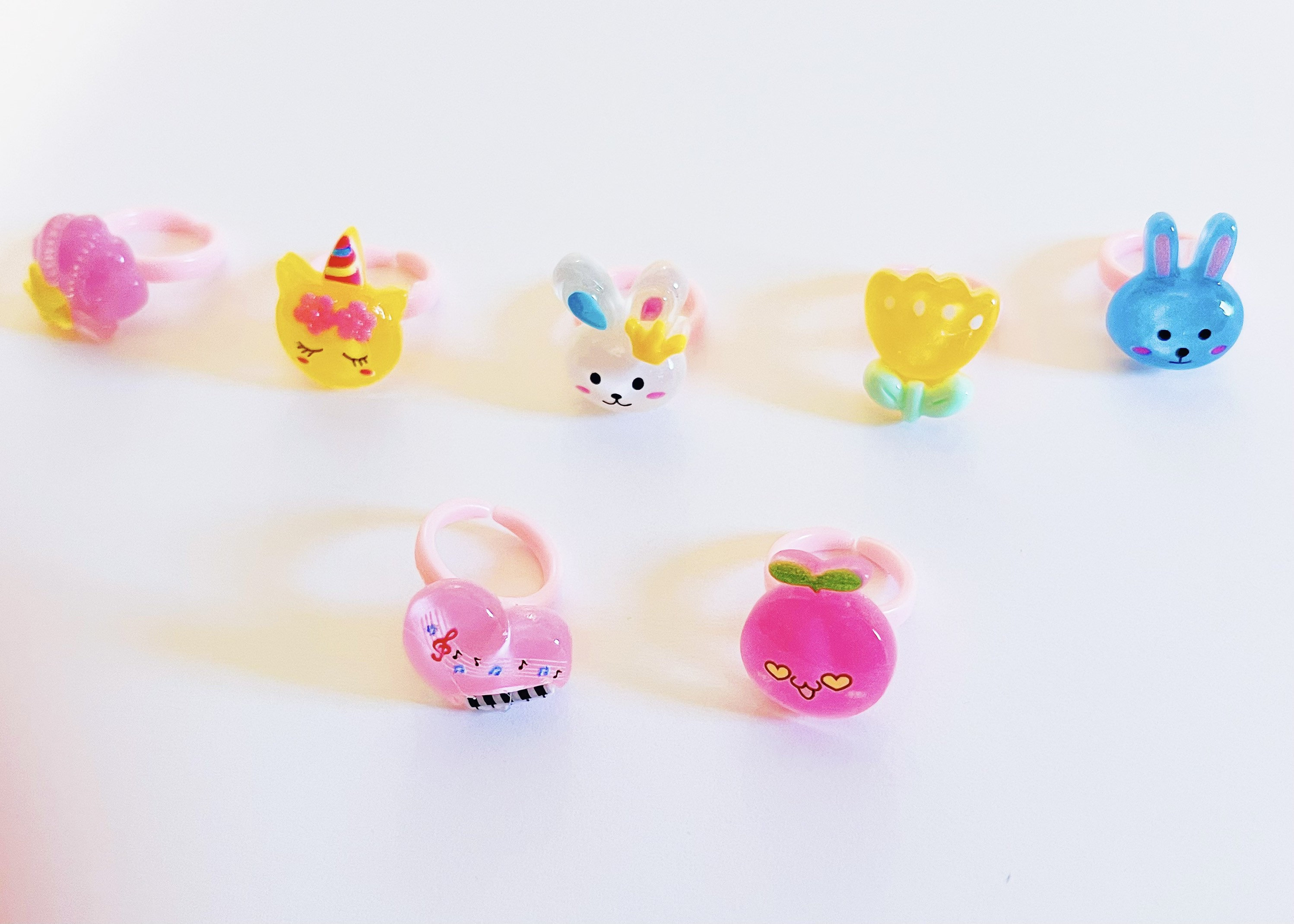 50 Pieces Kids Rings, Little Girls Cute Design Rings Set in the Box ...