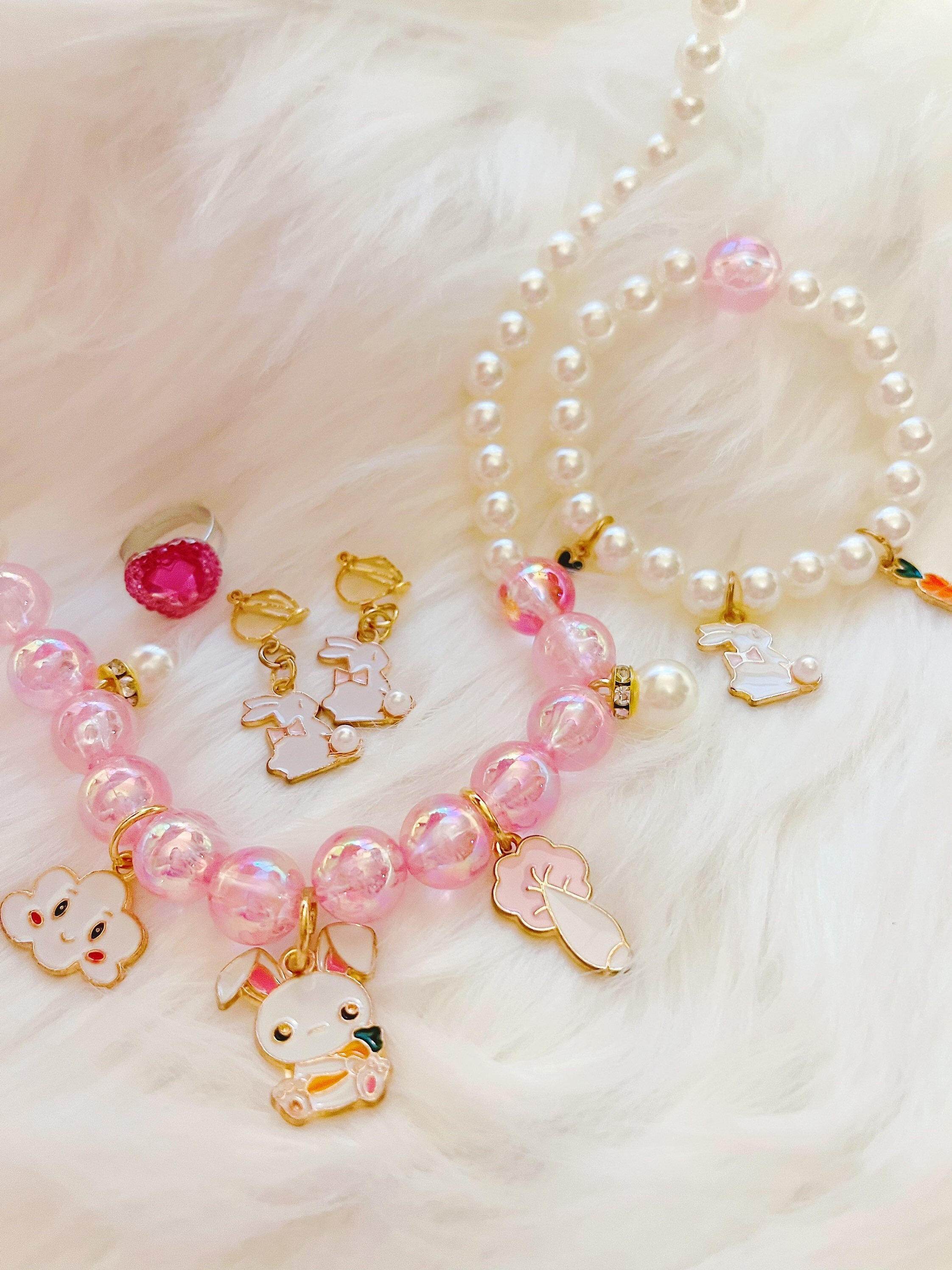 Kids Jewelry,little Girls,toddlers Necklace Set, Bunny Necklace