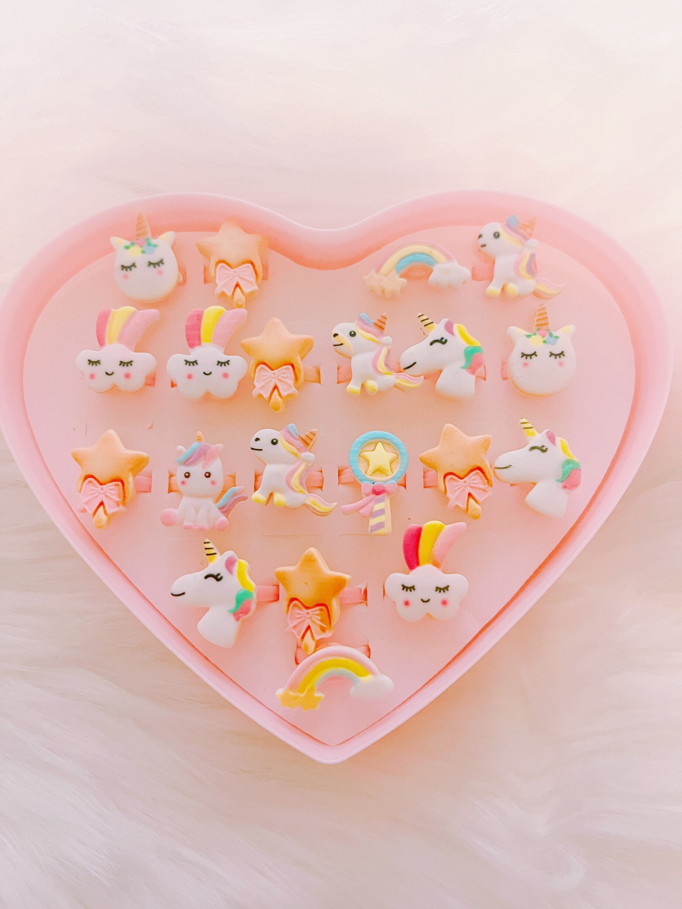 20 Pcs Kids Rings Set,super Adorable Unicore Rainbow Adjustable Little ...
