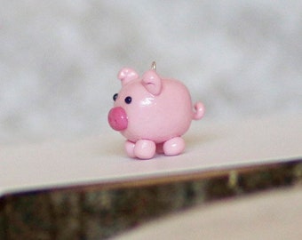 Small polymer clay pig charm