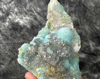 Hemimorphite + Sulfui  Crystal #120, Hemimorphite, Sulfui, natural Hemimorphite, raw Hemimorphite, natural sulfui, raw sulfui