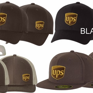 Custom UPS Hats Caps 112 Richardson Flex Fit 210 Flat Bill 6277 Curved & 3d Puff Free Domestic Shipping Free Personalized Adult and Youth image 1