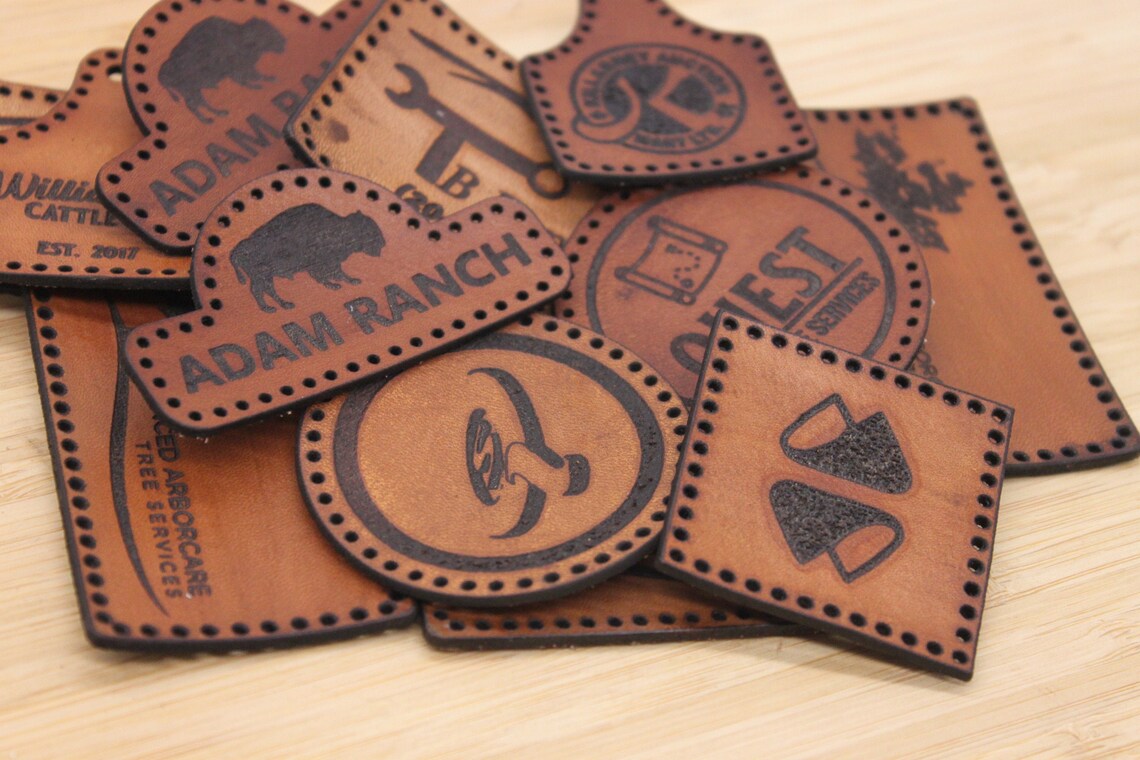 Die Cut Custom Leather Patches Laser Engraved Hat Patches Etsy