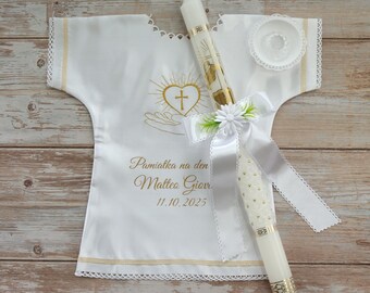 Pañuelo personalizado para bautizo (niño/niña) con tapa para vela (4 unidades). ¡Recuerdo de bautizo!
