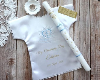 Vela de iglesia personalizada para bautizo de niños, pañuelo para bautizo, vela con tapa de goteo, 3 piezas, ¡regalo de recuerdo!