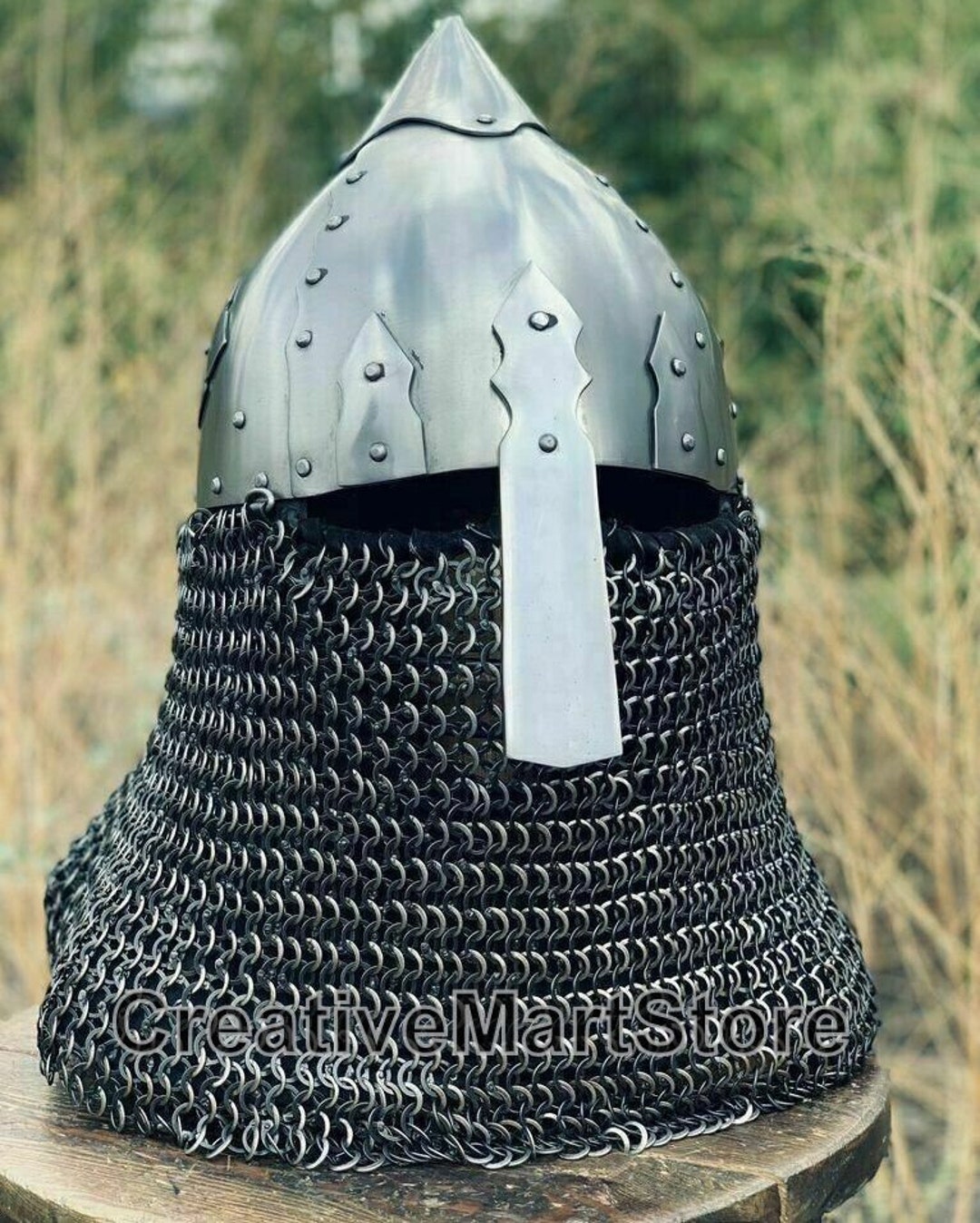 ineffektiv Bedst forfader Medieval Norman Viking Helmet Larp Chainmail Helmet Knight - Etsy