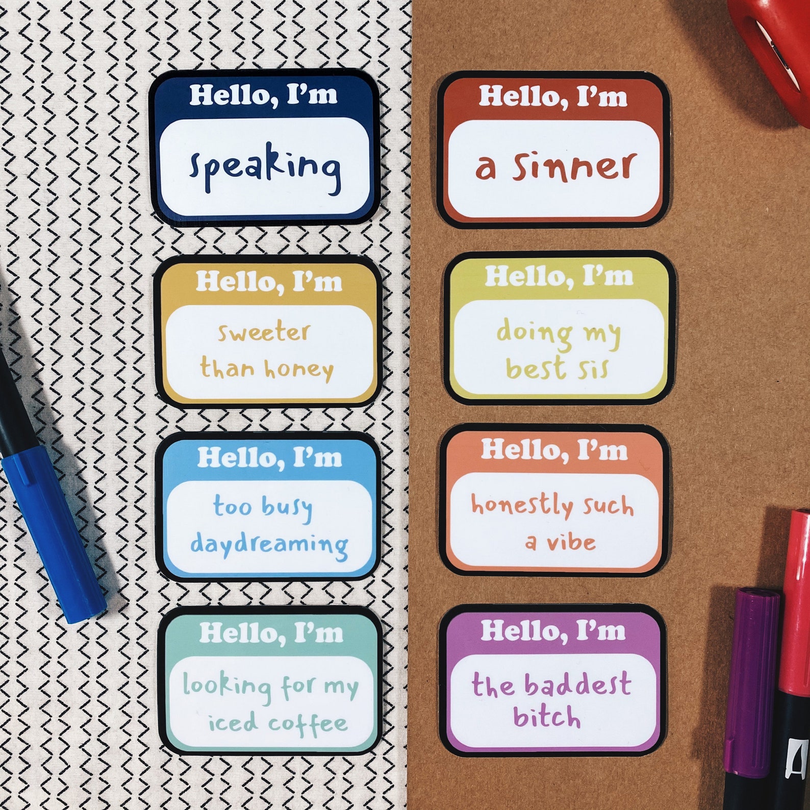 Hello i'm stickers nametag stickers | Etsy