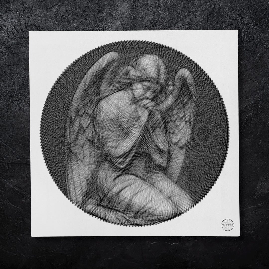 Guardian Angel String Art – | Handmade Thread Portrait on Canvas ...