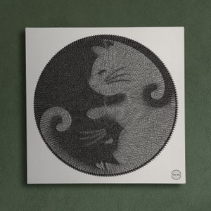 Katzen Yin Yang String Art: Individuell angefertigtes Wohnaccessoire (PDF Download Digitale Dateien)