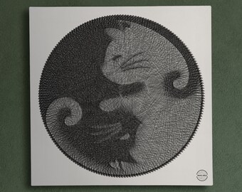 Cats Yin Yang String Art: Custom Handmade Home Decor (PDF Download Digital files)