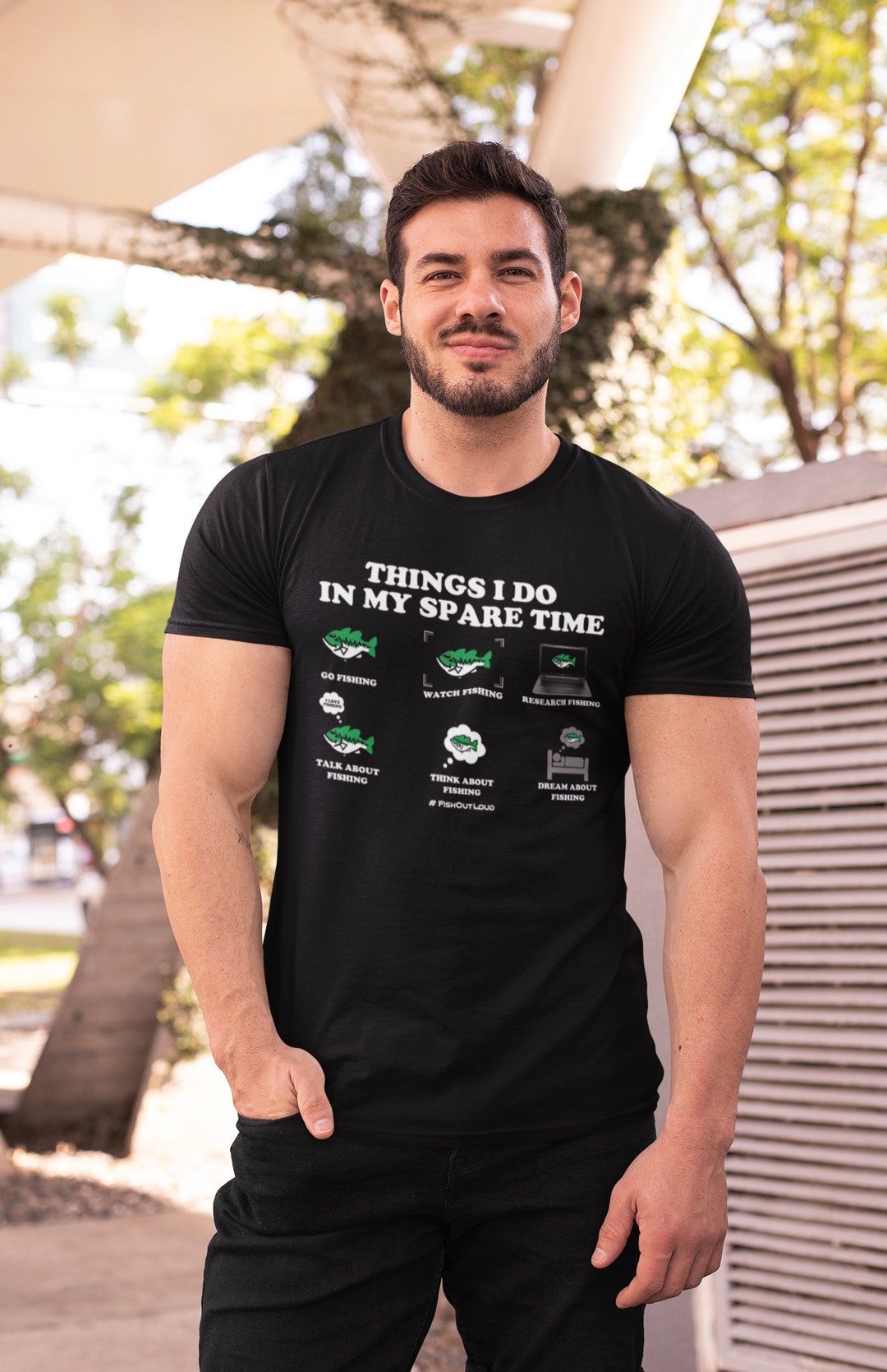 Camisa de pesca para hombres IMPRESIÓN FRONTAL / Camiseta unisex de manga  corta camisetas divertidas camisetas de lubina divertidas camisetas de  peces