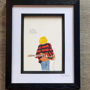 Kurt Cobain 'Smells Like Teen Spirit' Hand-Drawn Framed Artwork