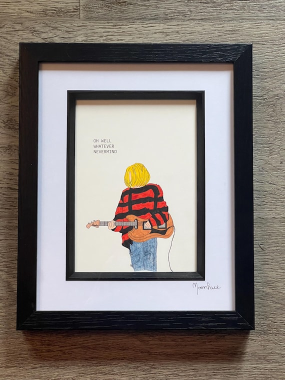 NIRVANA Smells Like Teen Spirit ポスター 特大 Kurt Cobain 'smells Like Teen Spirit' Hand-drawn Framed Artwork - Etsy