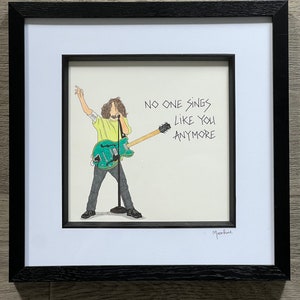 Chris Cornell from Soundgarden, hand drawn original framed artwork with lyrics from Black Hole Sun