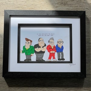 The Sopranos hand drawn original framed artwork with quote from Tony Soprano