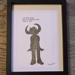 Hand drawn original framed artwork of Jamiroquai with lyrics to Return of the Space Cowboy
